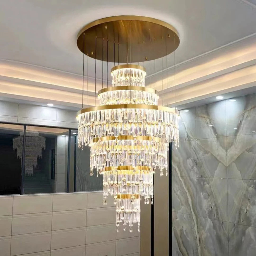 Prazzo Ring Staircase Crystal Chandelier - Nuvé