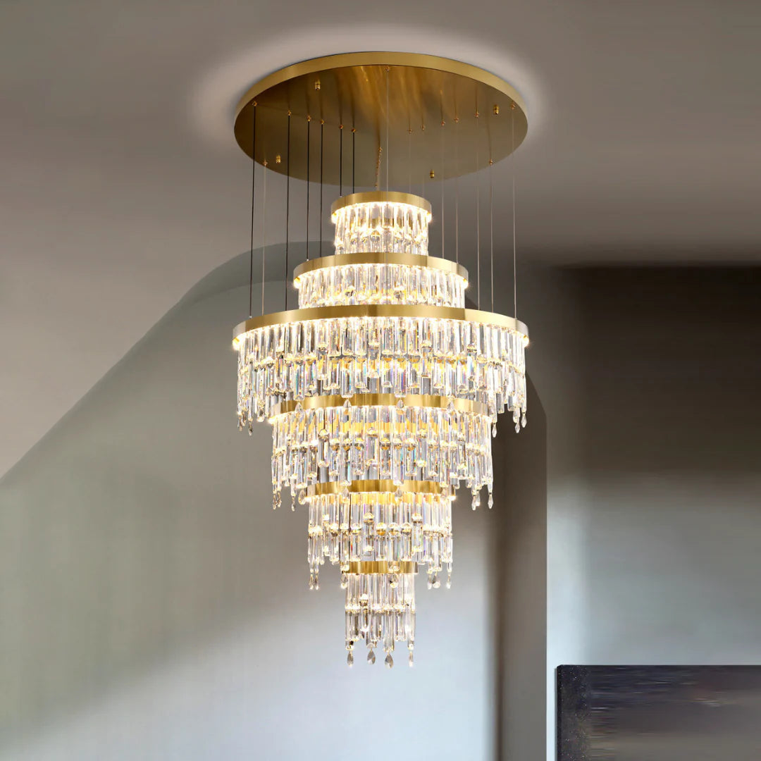 Prazzo Ring Staircase Crystal Chandelier - Nuvé