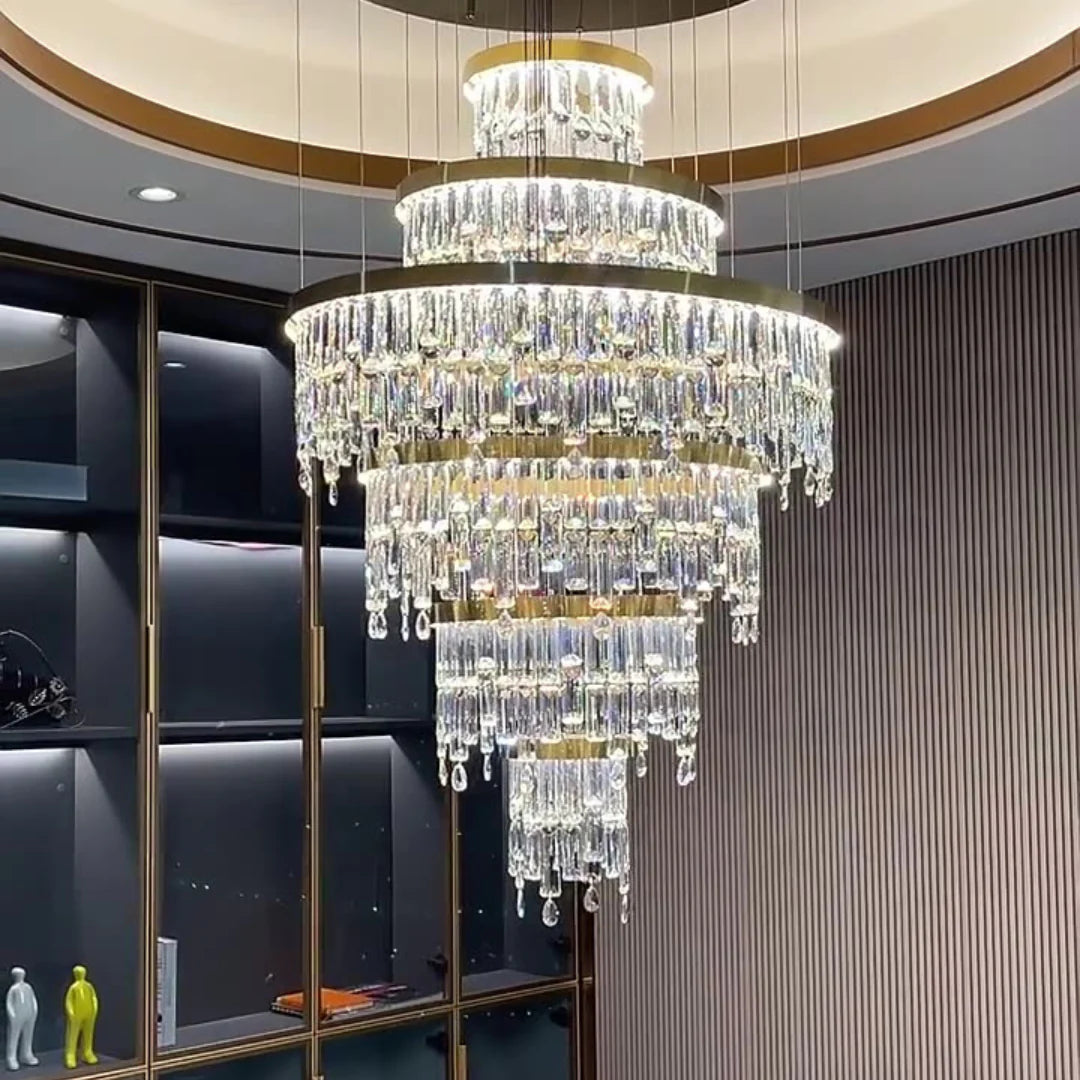 Prazzo Ring Staircase Crystal Chandelier - Nuvé