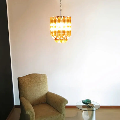 Quadriedri Murano Prisms Amber Transparent Chandelier - Nuvé