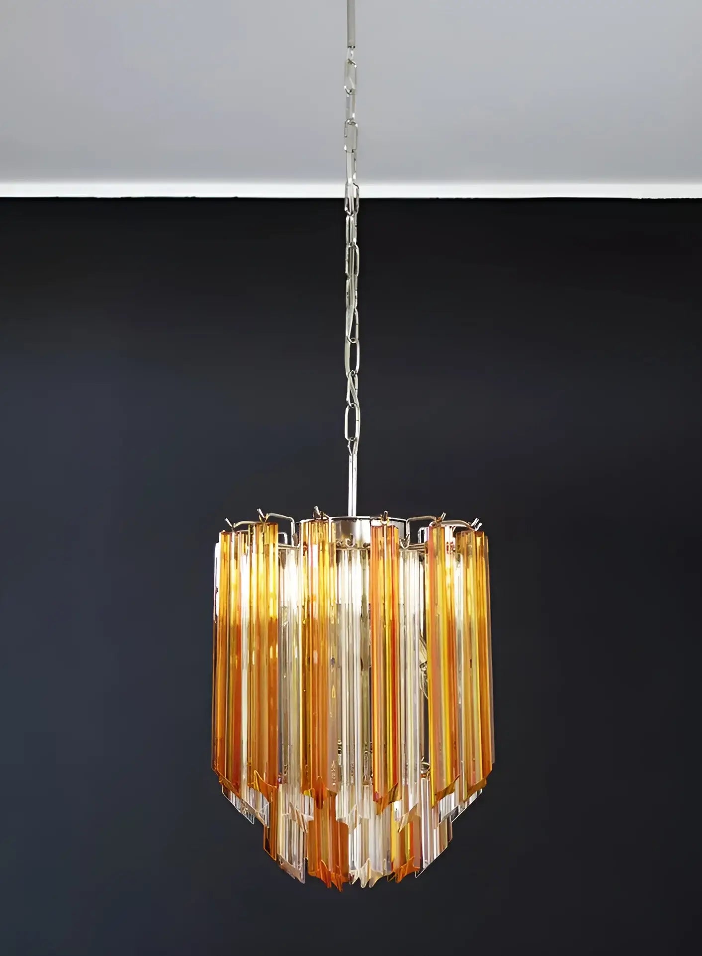Quadriedri Murano Prisms Amber Transparent Chandelier - Nuvé