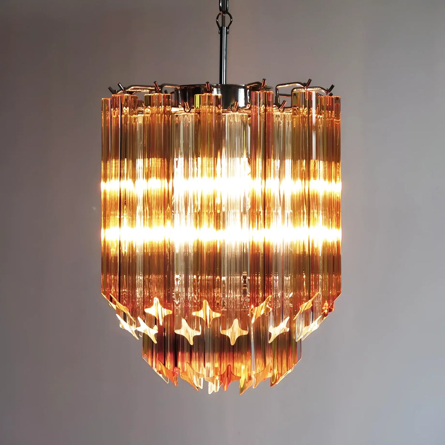 Quadriedri Murano Prisms Amber Transparent Chandelier - Nuvé