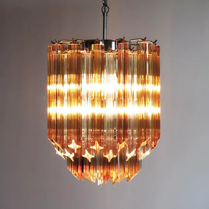Quadriedri Murano Prisms Amber Transparent Chandelier - Nuvé