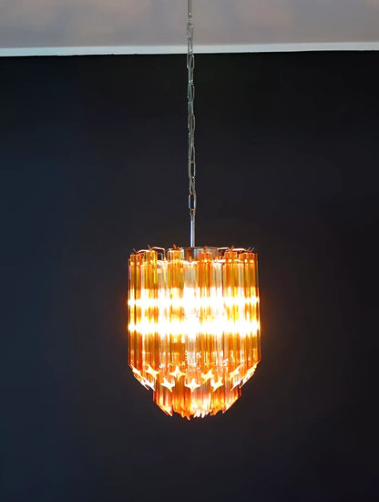 Quadriedri Murano Prisms Amber Transparent Chandelier - Nuvé