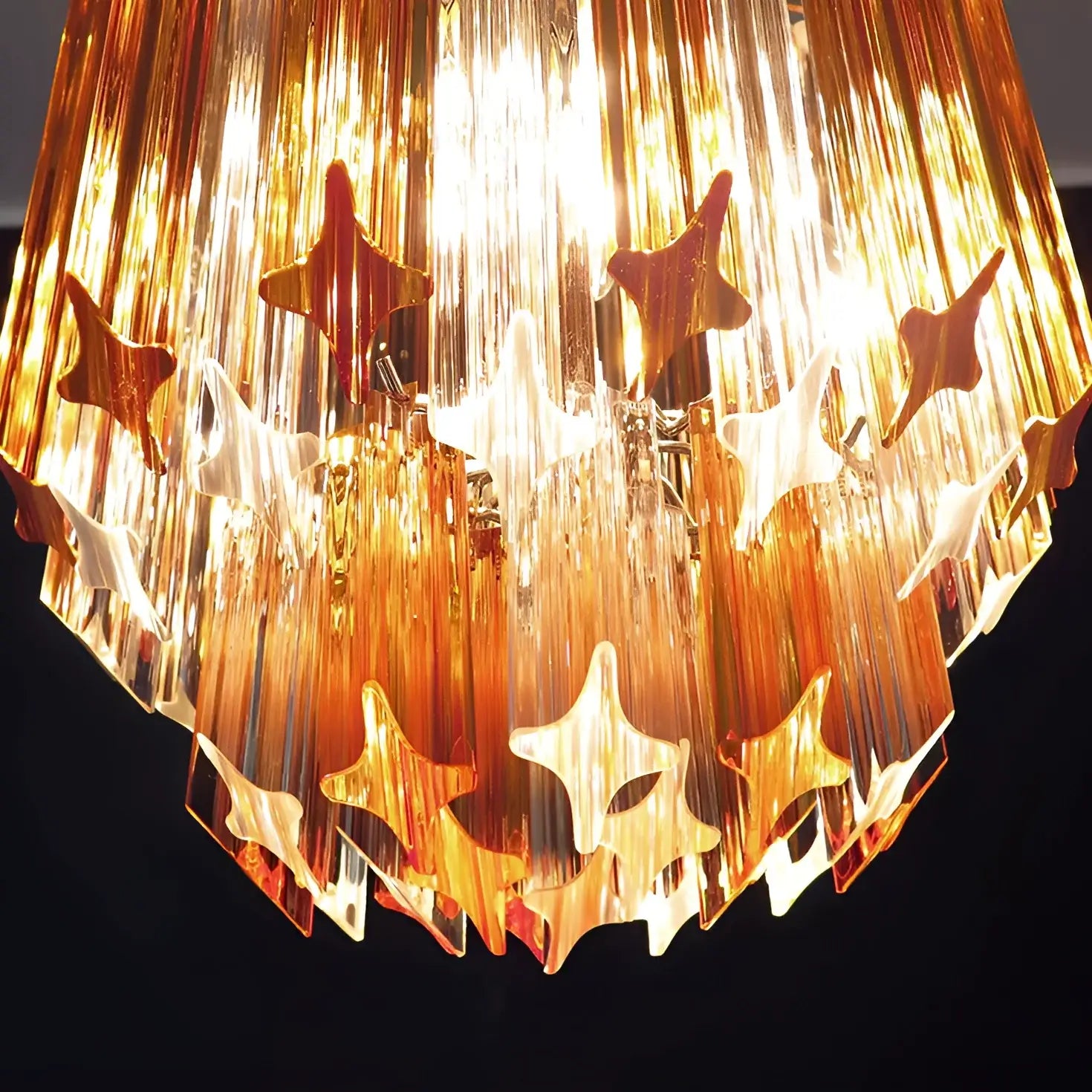 Quadriedri Murano Prisms Amber Transparent Chandelier - Nuvé