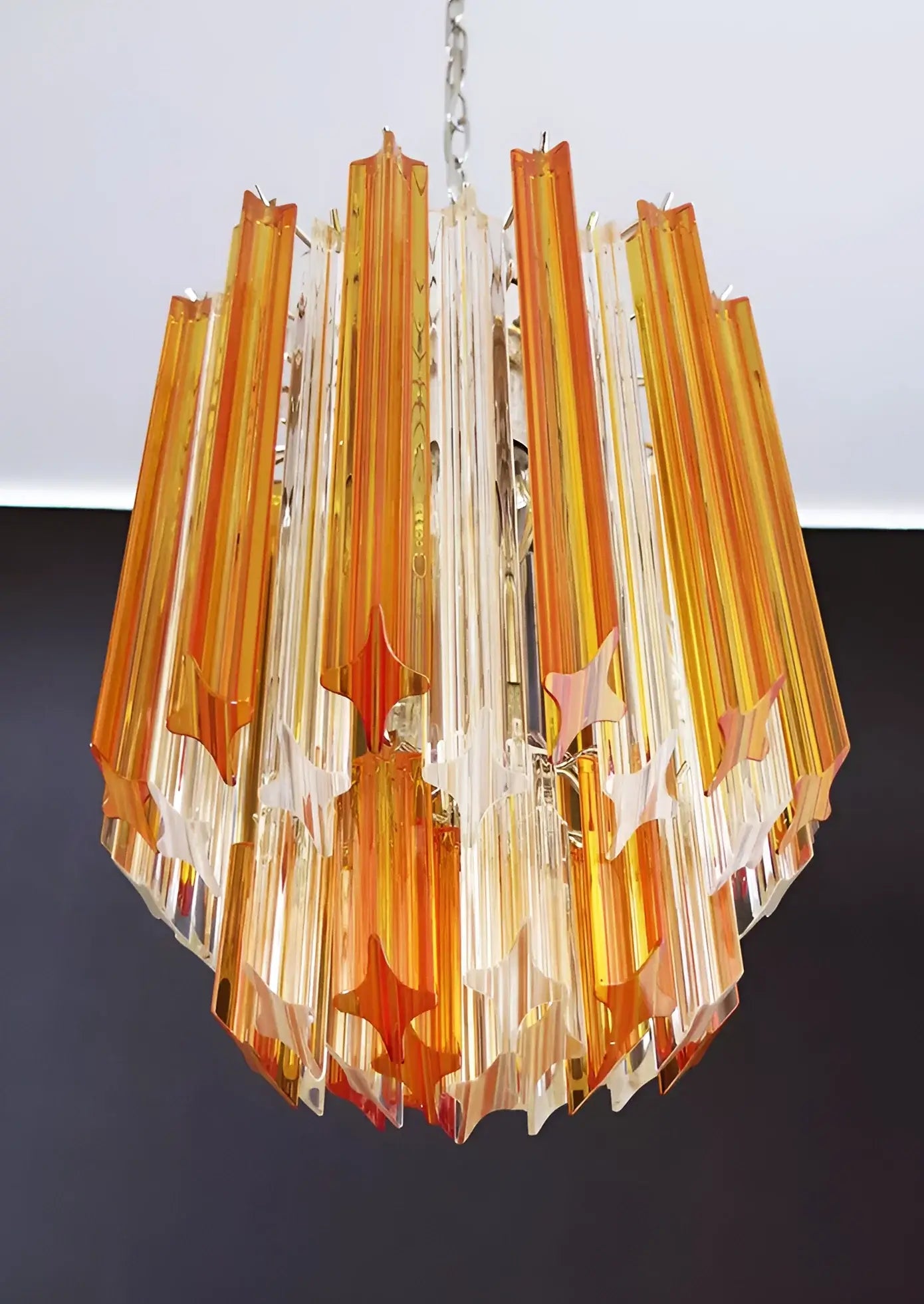 Quadriedri Murano Prisms Amber Transparent Chandelier - Nuvé