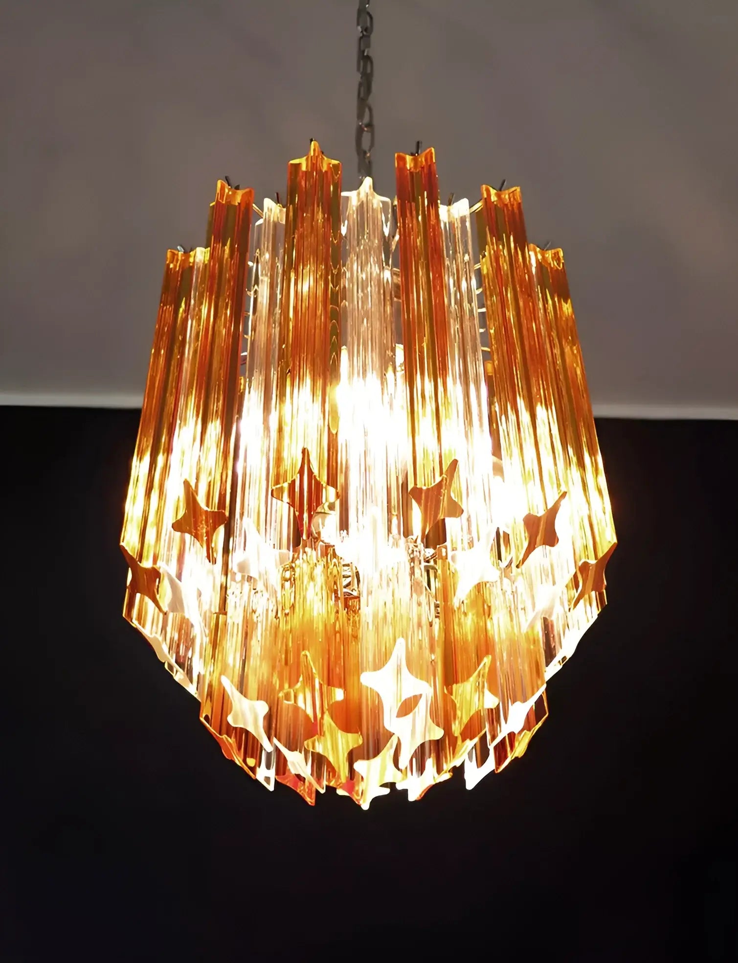 Quadriedri Murano Prisms Amber Transparent Chandelier - Nuvé