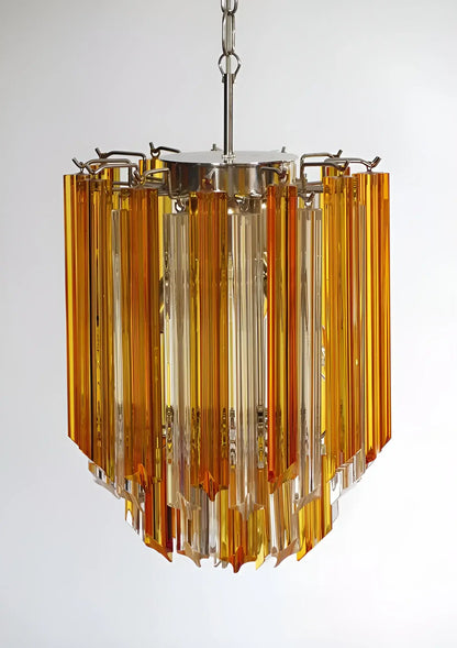 Quadriedri Murano Prisms Amber Transparent Chandelier - Nuvé