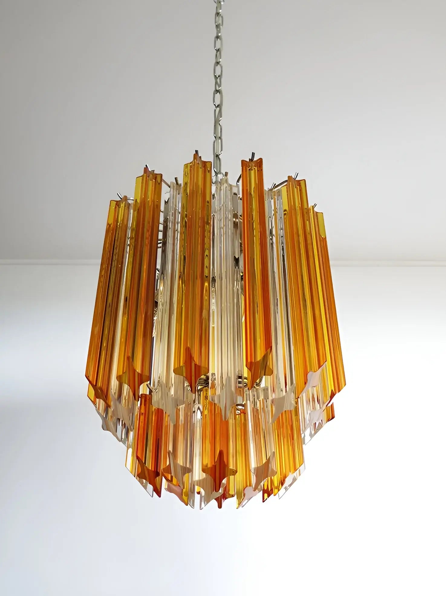 Quadriedri Murano Prisms Amber Transparent Chandelier - Nuvé