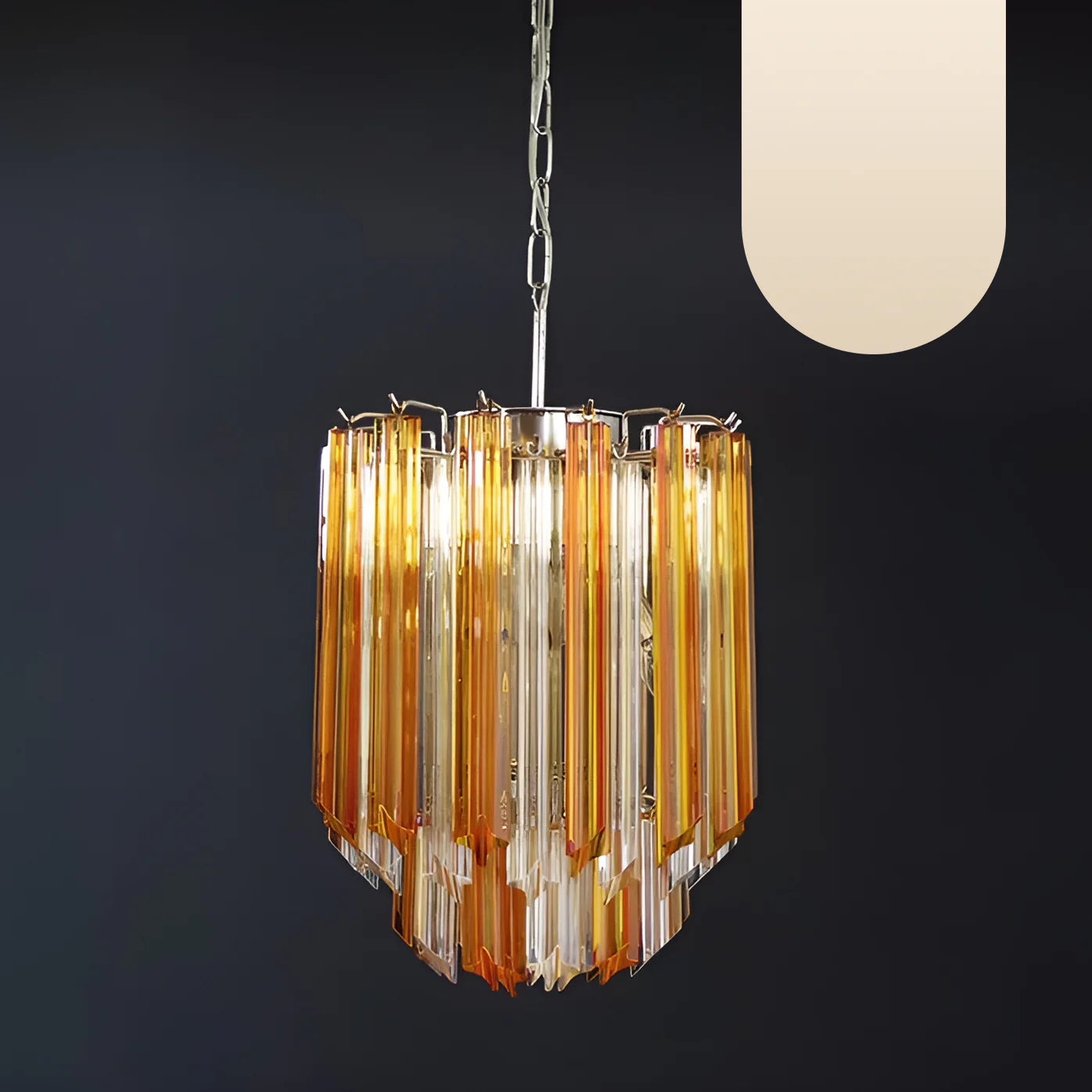 Quadriedri Murano Prisms Amber Transparent Chandelier - Nuvé