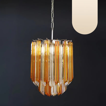 Quadriedri Murano Prisms Amber Transparent Chandelier - Nuvé