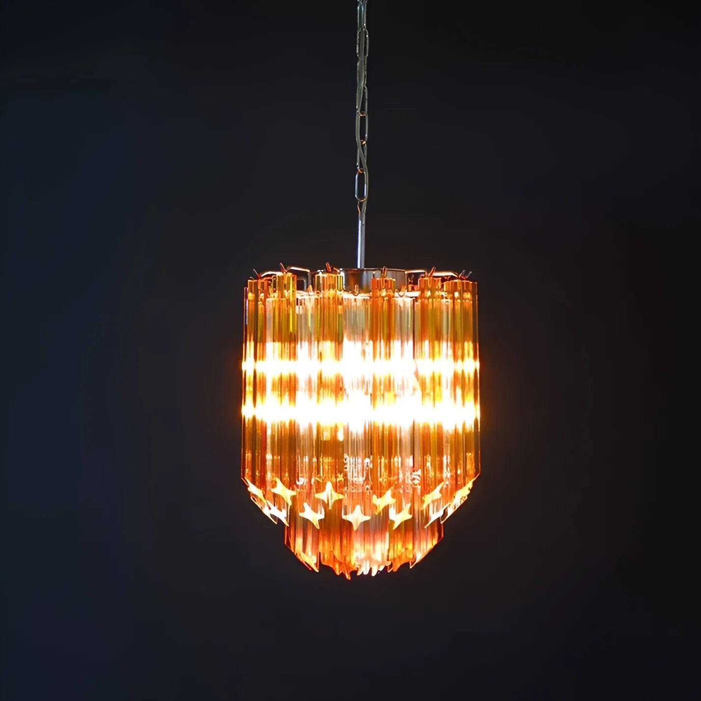 Quadriedri Murano Prisms Amber Transparent Chandelier - Nuvé