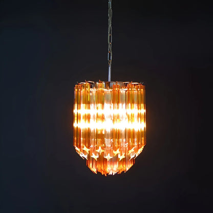 Quadriedri Murano Prisms Amber Transparent Chandelier - Nuvé
