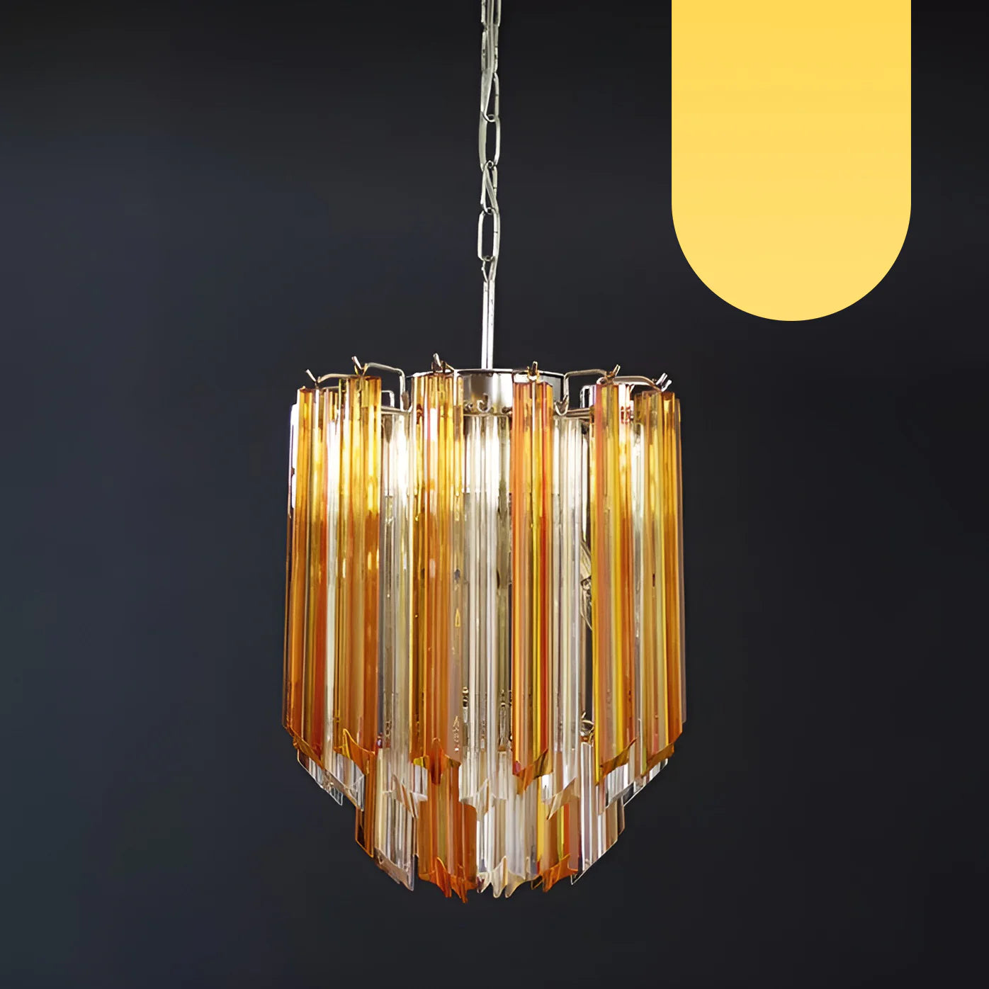 Quadriedri Murano Prisms Amber Transparent Chandelier - Nuvé