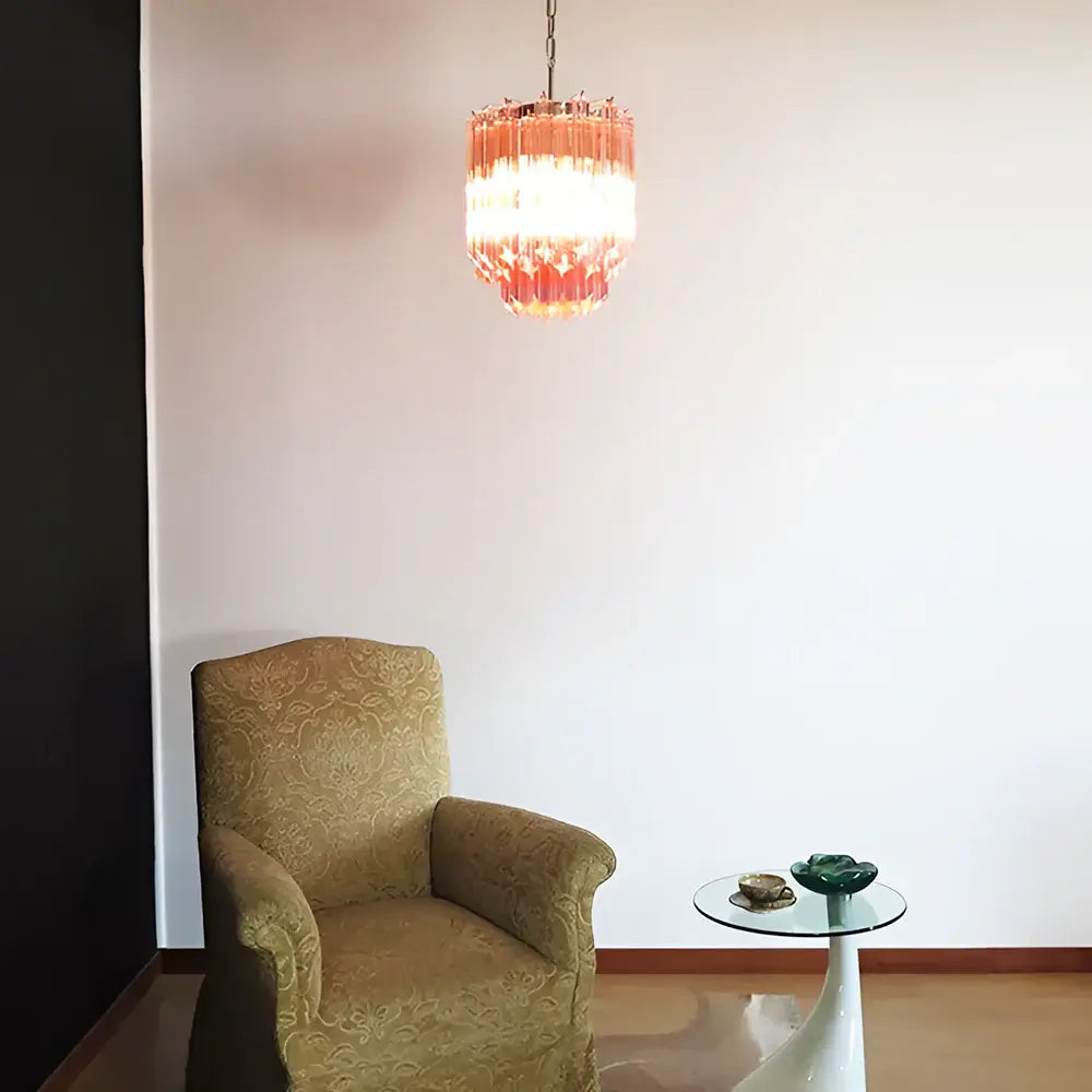 Quadriedri Murano Prisms Pink Chandelier - Nuvé