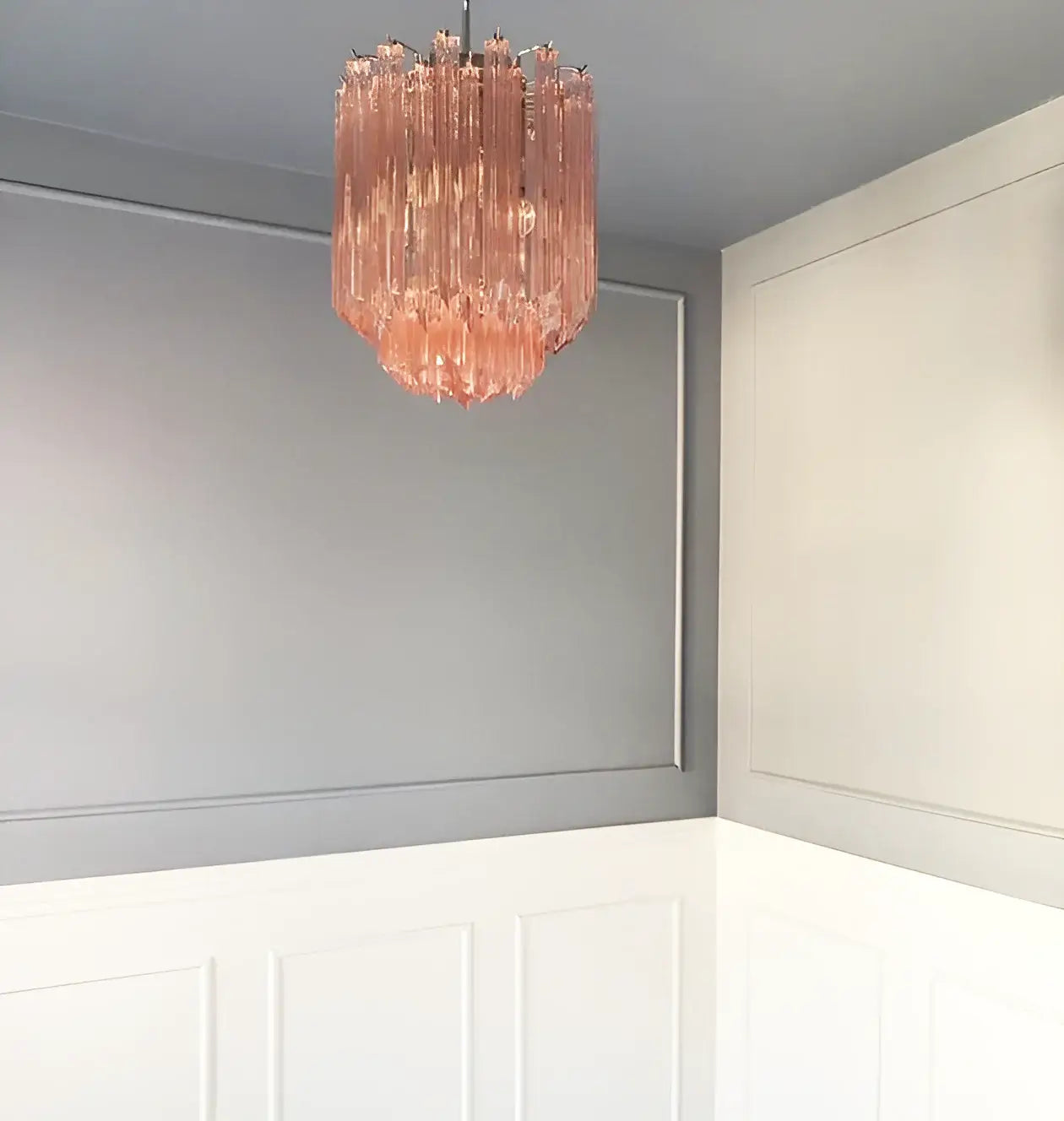 Quadriedri Murano Prisms Pink Chandelier - Nuvé