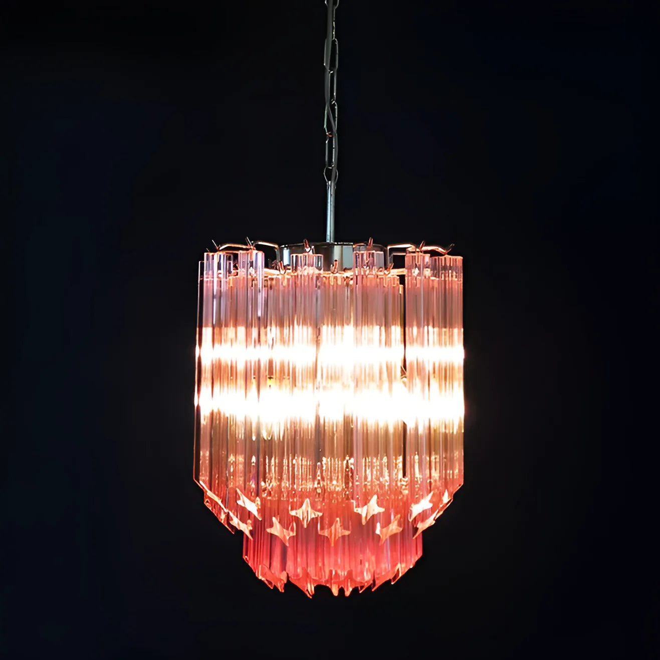 Quadriedri Murano Prisms Pink Chandelier - Nuvé