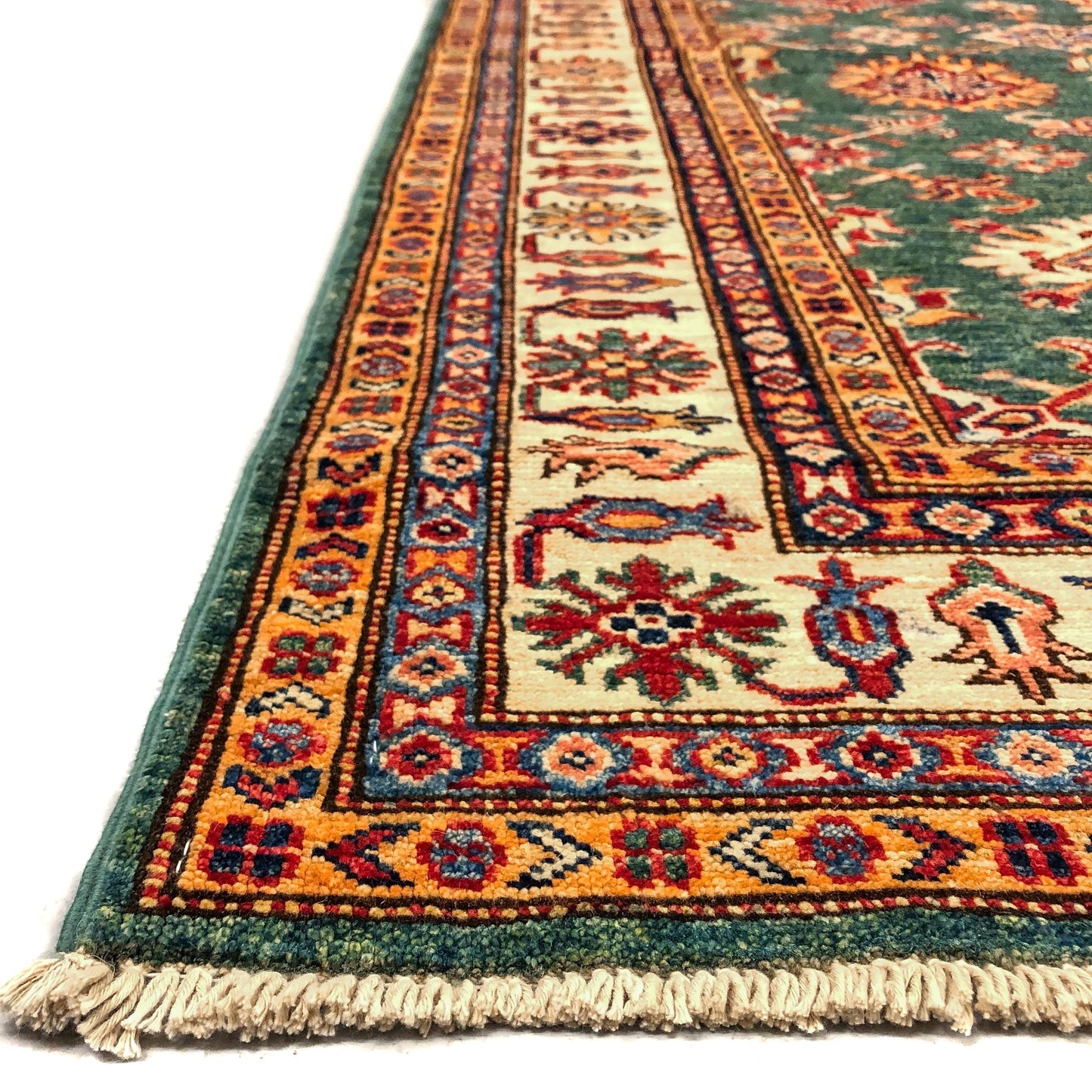 Super Kazak (4'x9' Runner) green/ivory