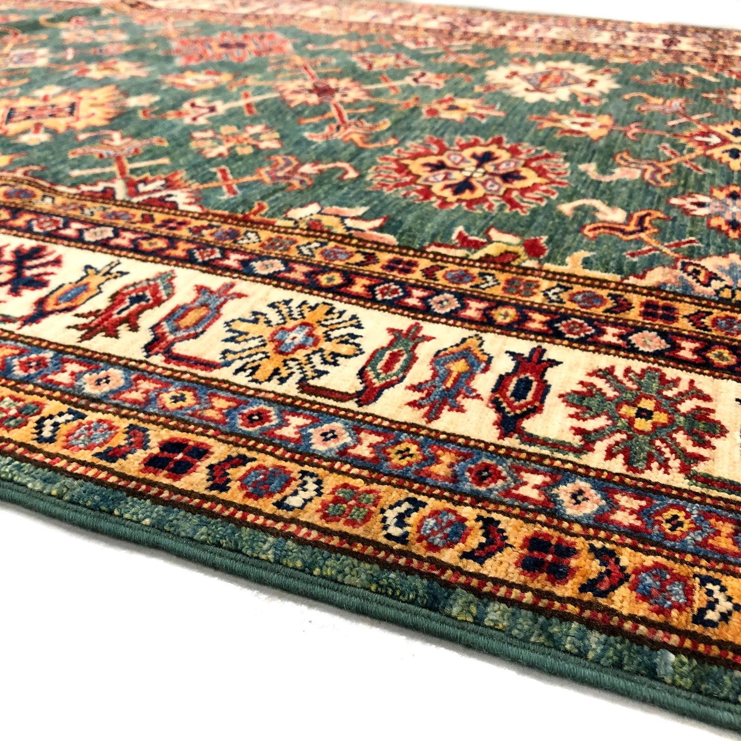Super Kazak (4'x9' Runner) green/ivory