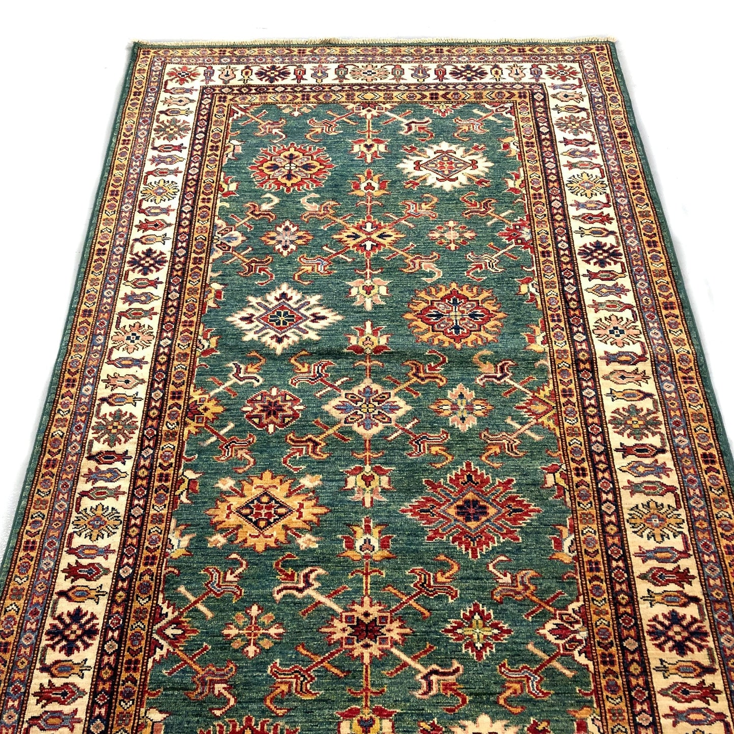 Super Kazak (4'x9' Runner) green/ivory