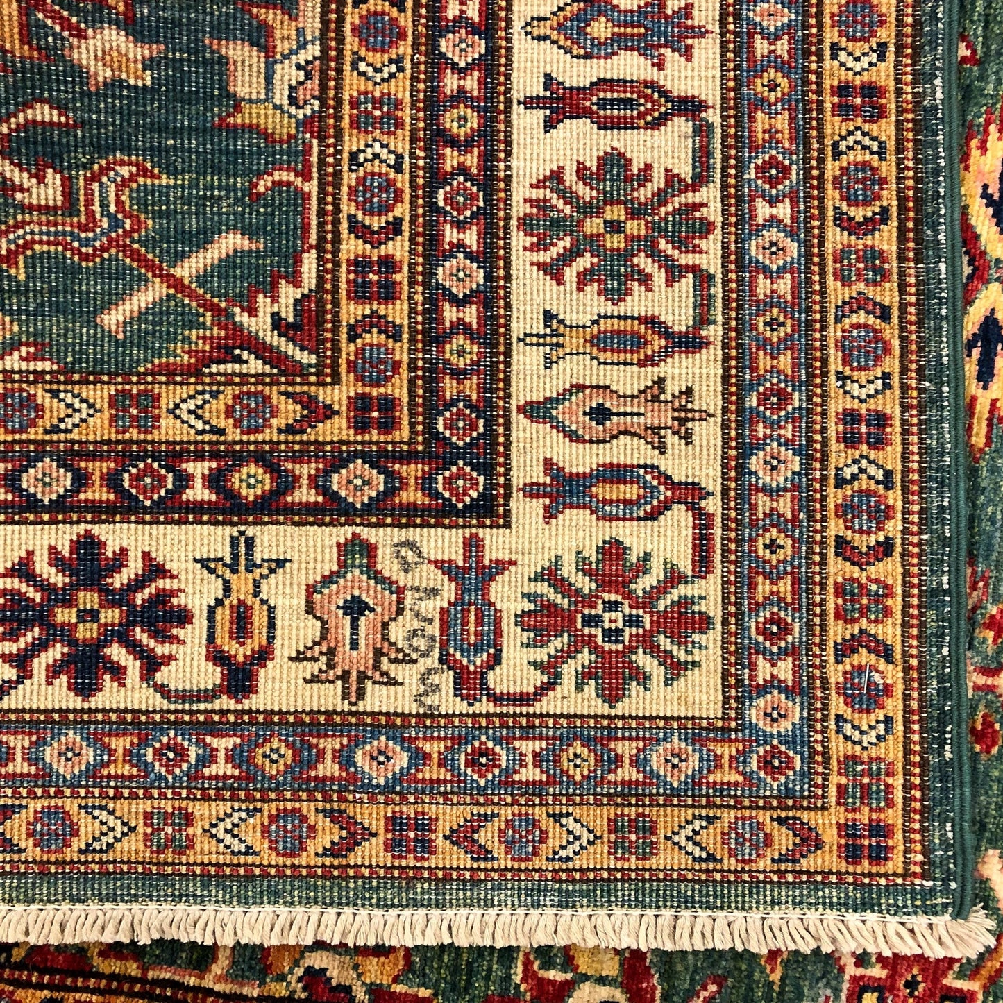 Super Kazak (4'x9' Runner) green/ivory