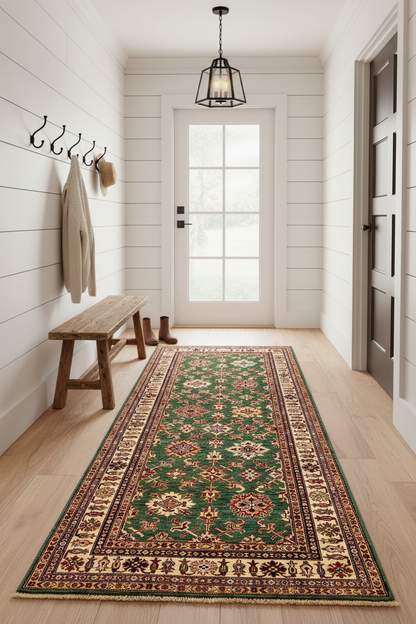 Super Kazak (4'x9' Runner) green/ivory