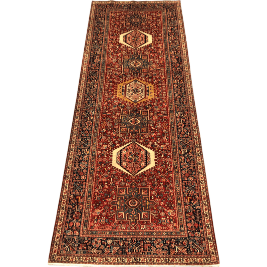 Vintage Persian Karajeh (5'01"x12'10") red/indigo - Nuvé