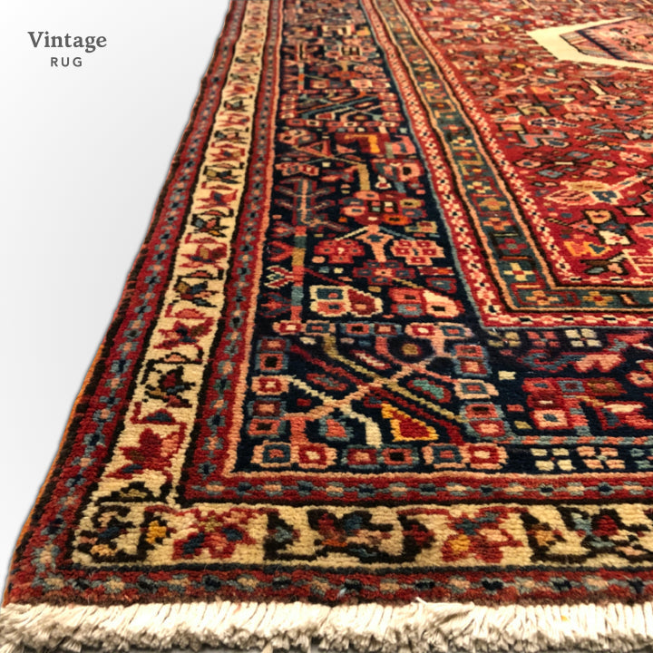 Vintage Persian Karajeh (5'01"x12'10") red/indigo - Nuvé