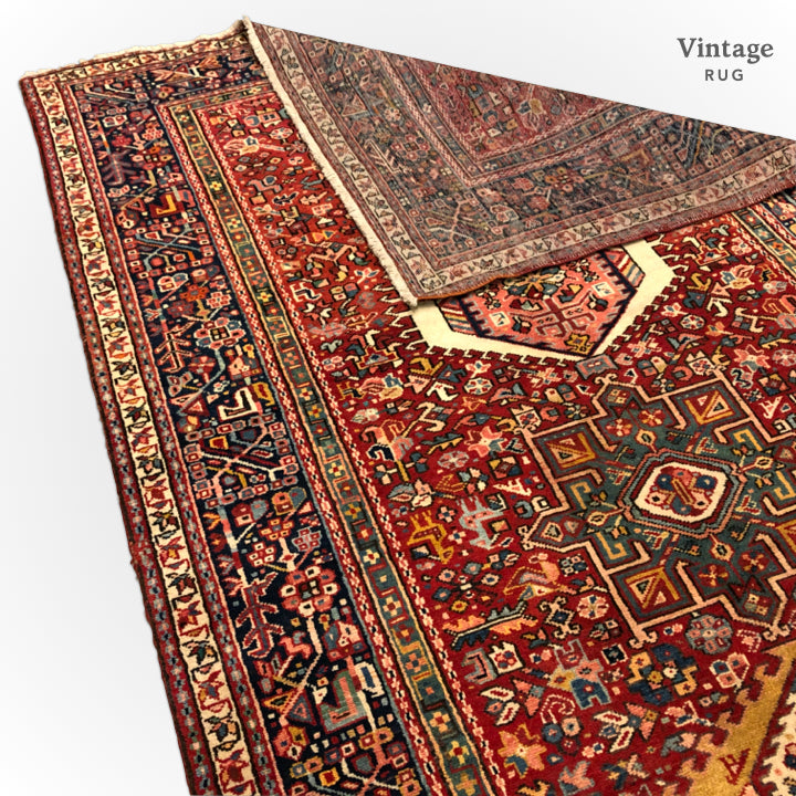 Vintage Persian Karajeh (5'01"x12'10") red/indigo - Nuvé