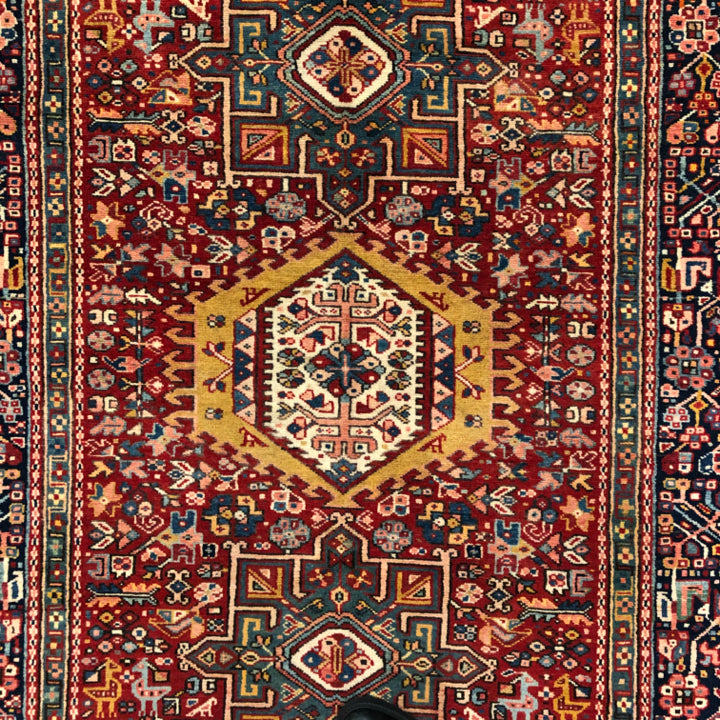 Vintage Persian Karajeh (5'01"x12'10") red/indigo - Nuvé