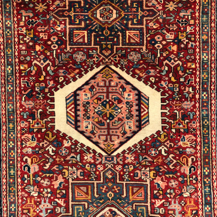 Vintage Persian Karajeh (5'01"x12'10") red/indigo - Nuvé