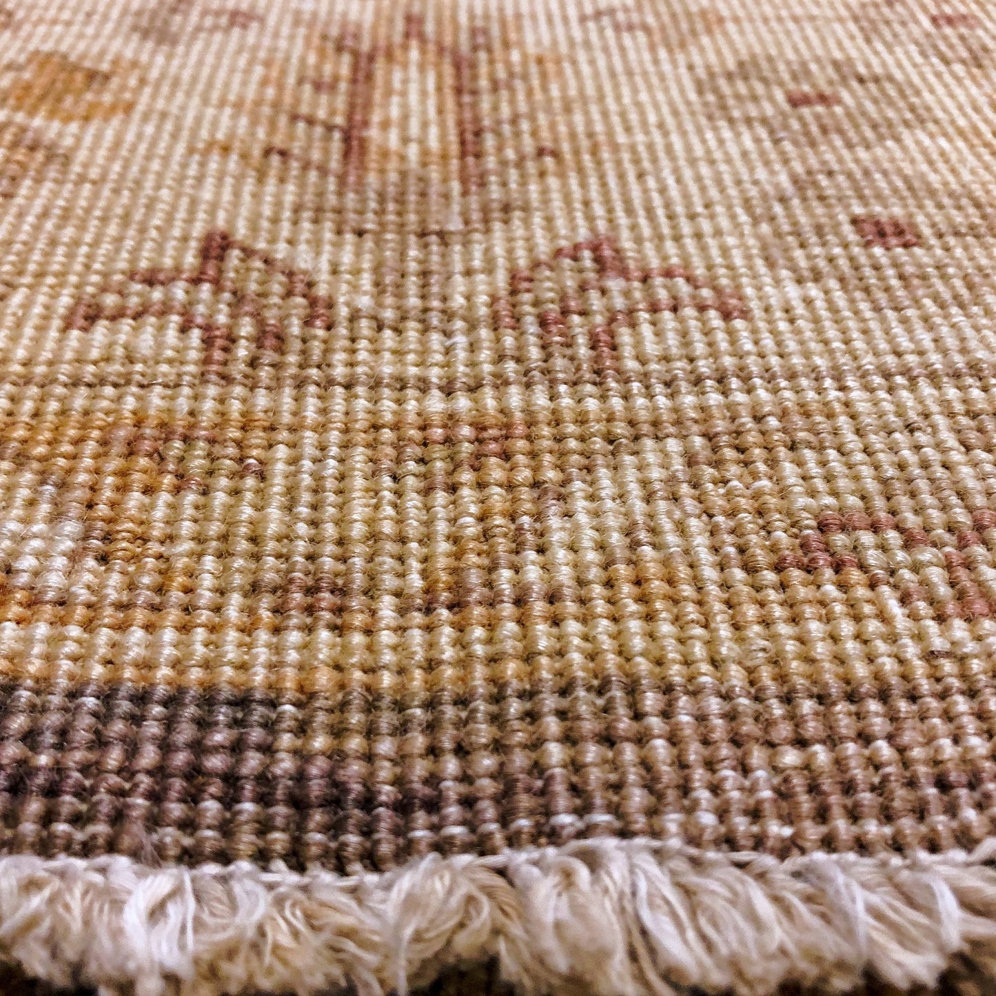 Kirishian Rugs OneKind Chobi-Cypress 4x12 foot runner rug in green and gold with intricate traditional patterns.