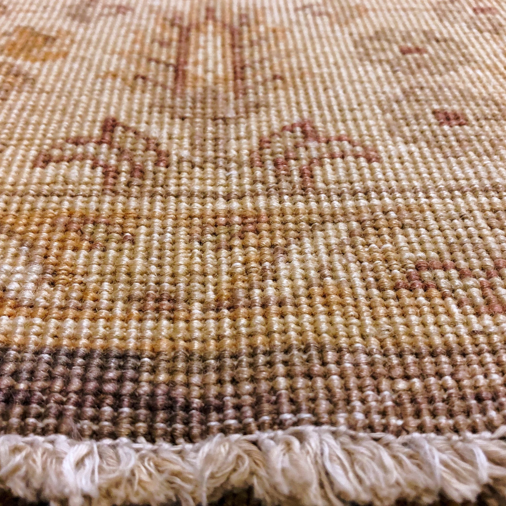 Kirishian Rugs OneKind Chobi-Cypress 4x12 foot runner rug in green and gold with intricate traditional patterns.