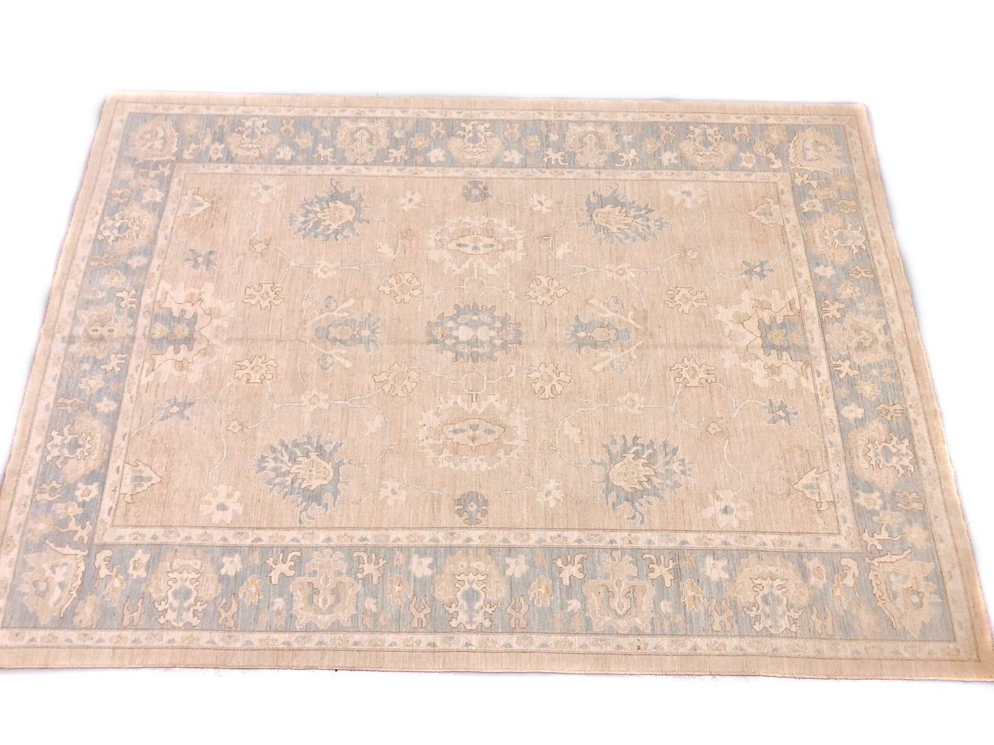 Antique Washed Oushak (10'04"x14'07") sand/lt.blue - Nuvé
