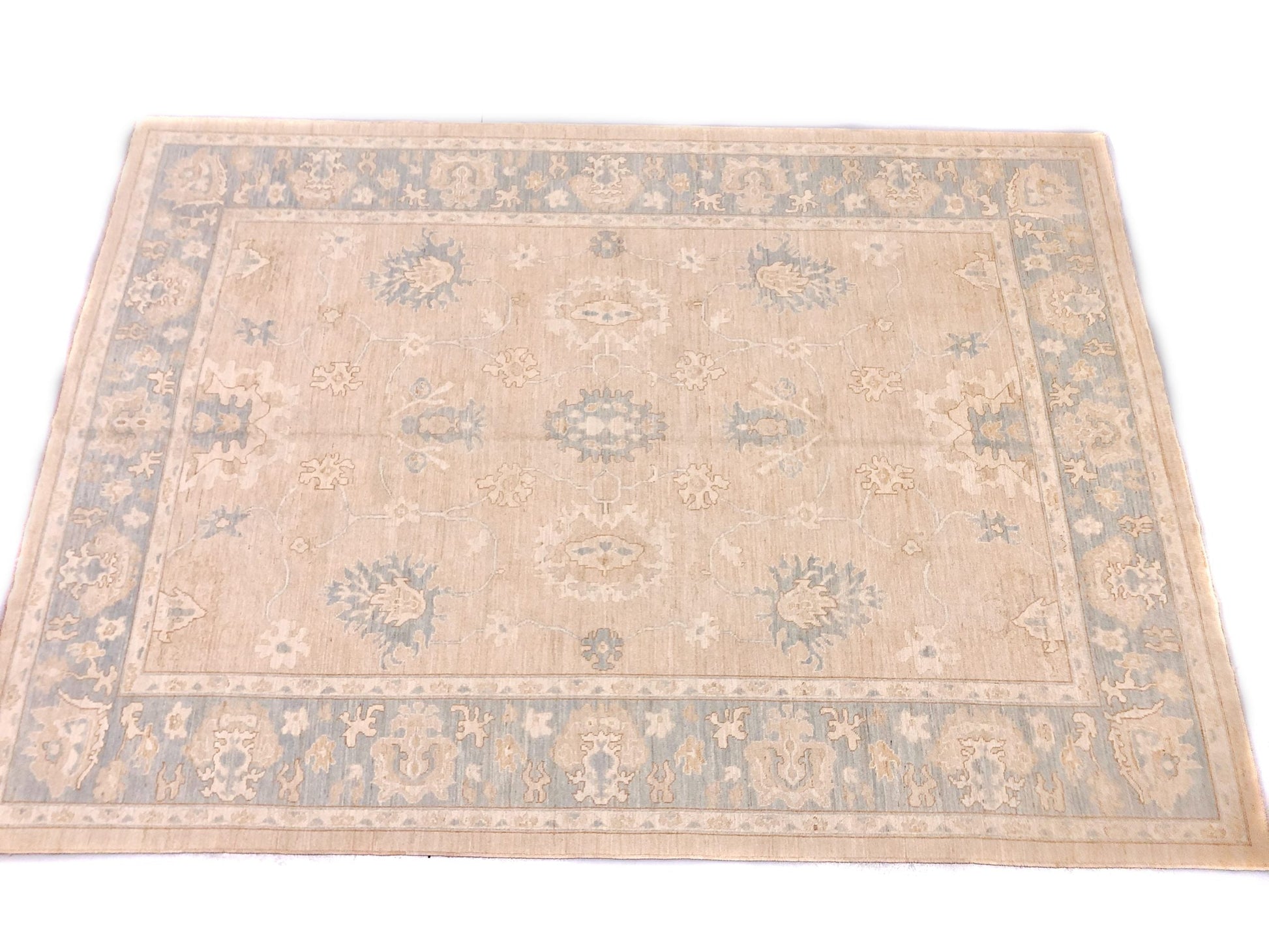 Antique Washed Oushak (10'04"x14'07") sand/lt.blue - Nuvé