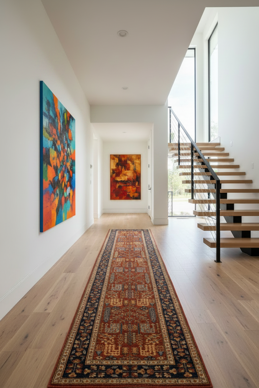 Espalier (2'08"x13' Runner) rust/navy