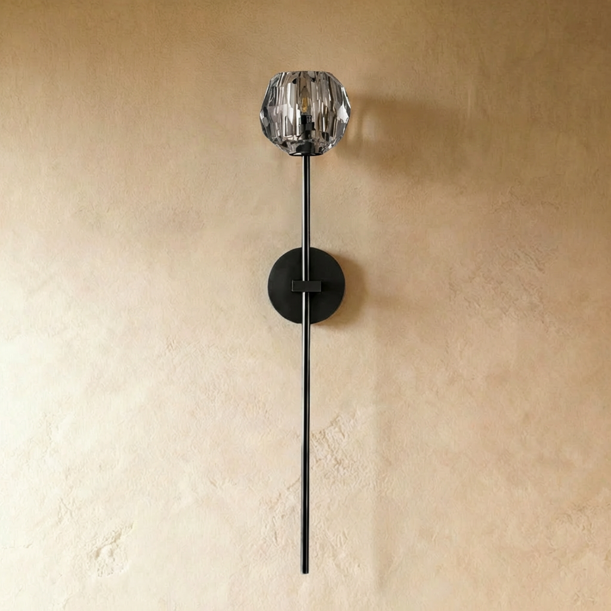 Black Cristo wall lamp by Residence Supply with a sleek, modern design, featuring a single adjustable head and a 23.6-inch height.