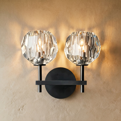 Black Cristo Wall Lamp by Residence Supply with two adjustable heads, modern design, measuring 20cm wide and 24cm high.