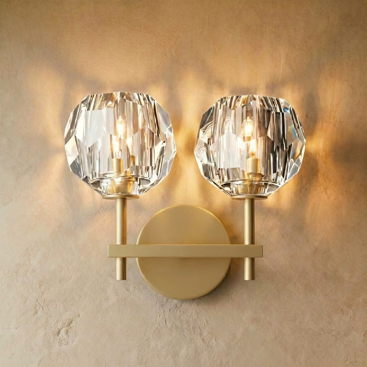 Gold Cristo Wall Lamp by Residence Supply with two adjustable heads, modern design, 10W LED, measuring 20cm by 24cm.