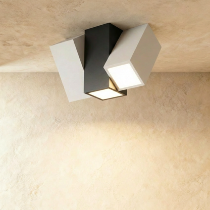 Black and white Kashaf ceiling light by Residence Supply mounted on a plain background, showcasing its modern design.