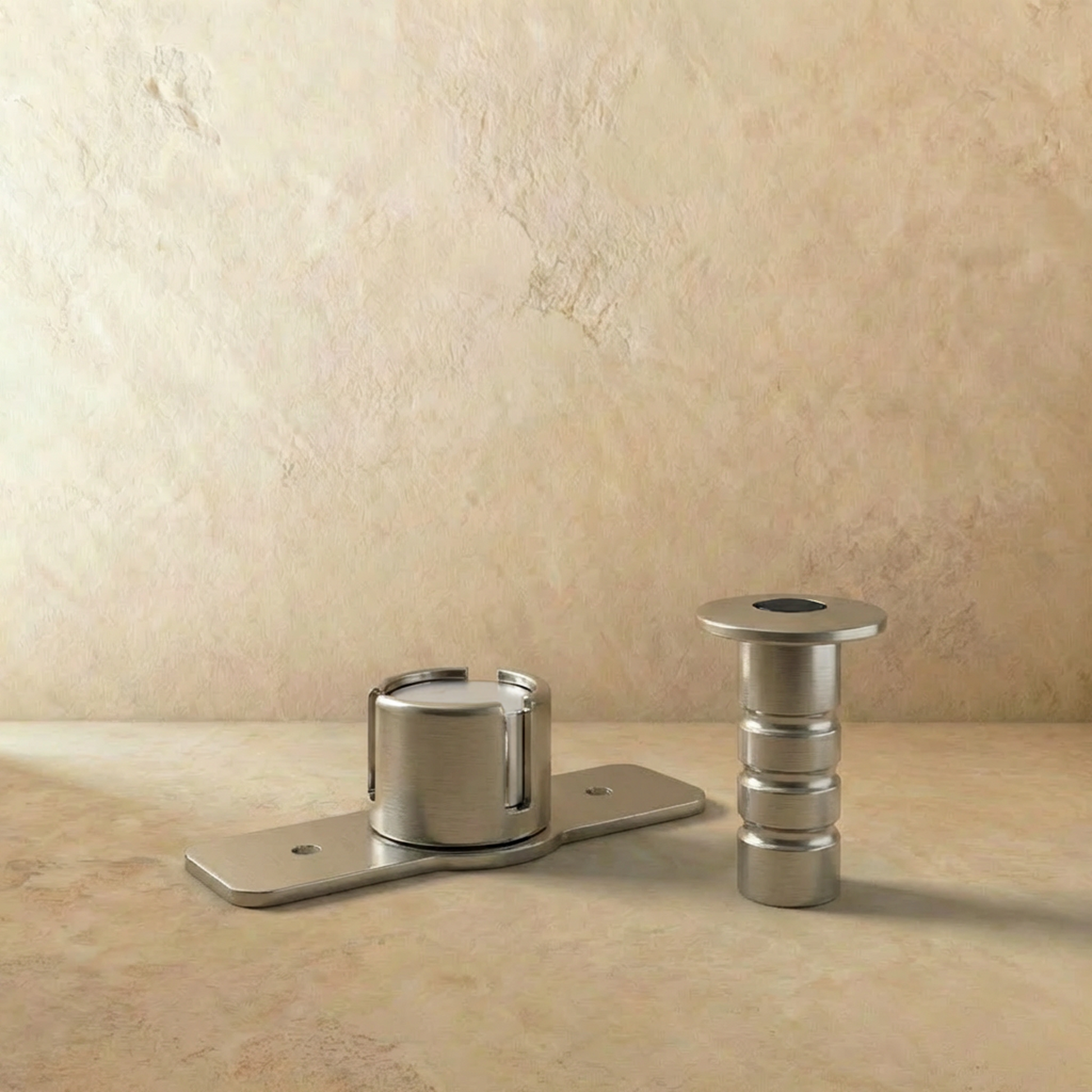 Set of three nickel Siste Concealed Magnetic Door Stops by Residence Supply, designed for discreet door protection and easy magnetic catch.