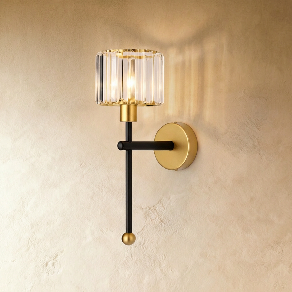 Black Nagis Wireless Wall Lamp by Residence Supply mounted on a plain background, showcasing its sleek modern design and adjustable arm.