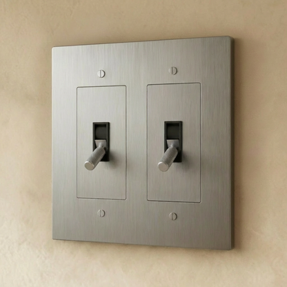 Stainless steel brass toggle switch by Residence Supply, 1 to 5 gang, shown on plain background with multiple switch positions.