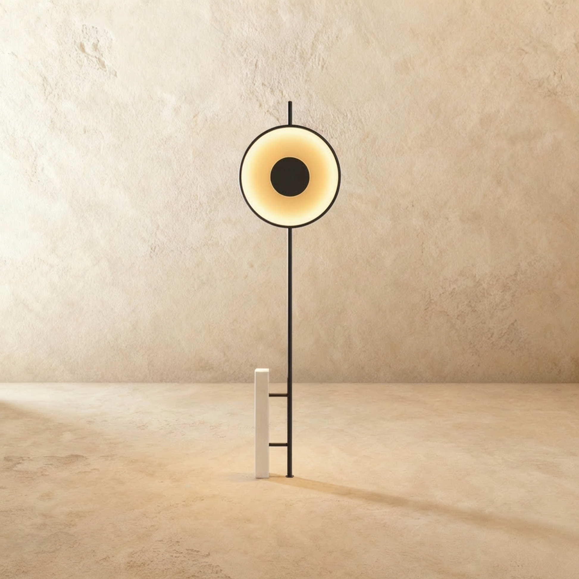 White Xyloft Floor Lamp by Residence Supply with a sleek, modern design featuring a tall, curved metal stand and a white fabric shade.
