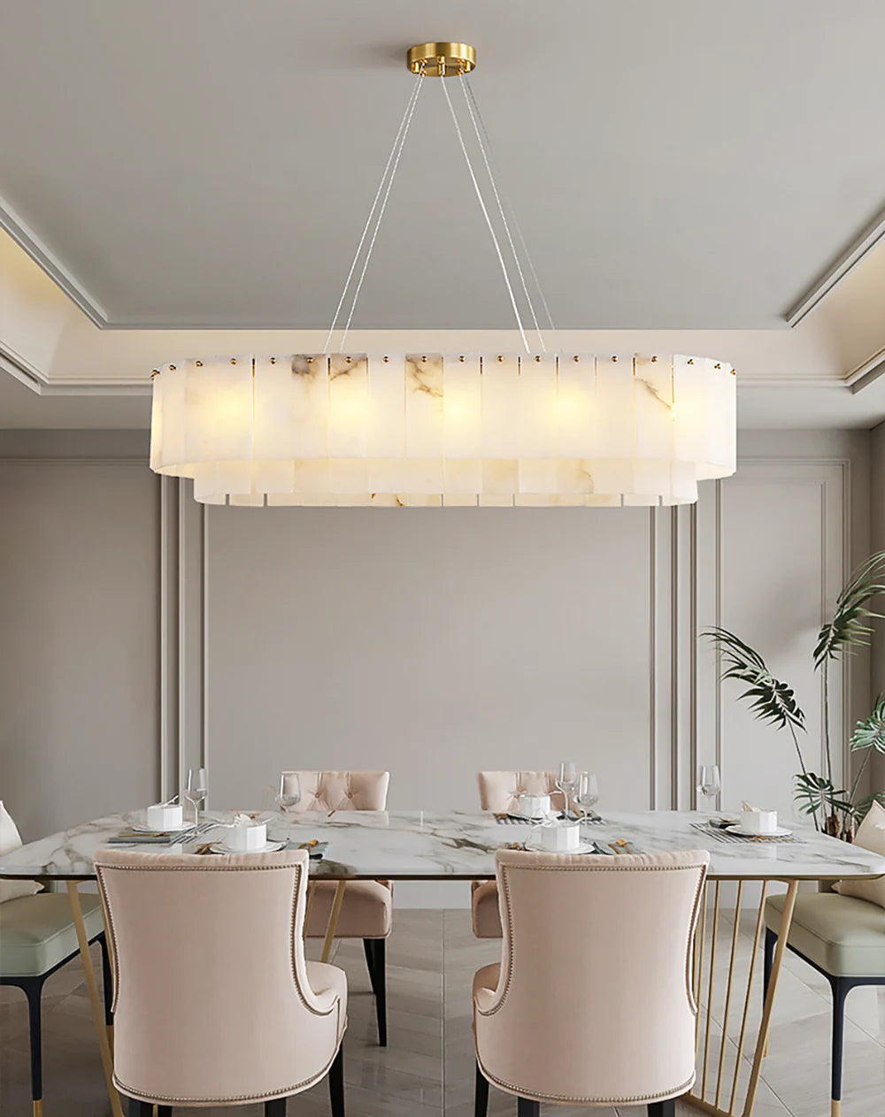 Rectangular Linear Alabaster Chandelier - Nuvé