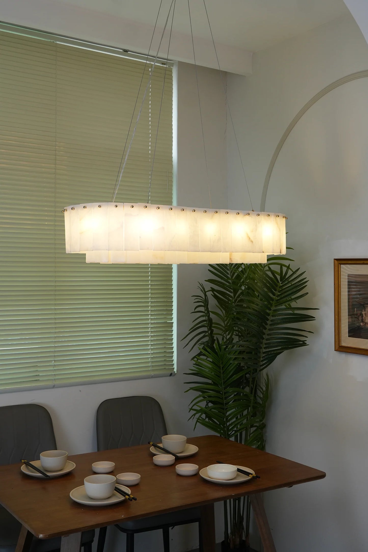Rectangular Linear Alabaster Chandelier - Nuvé
