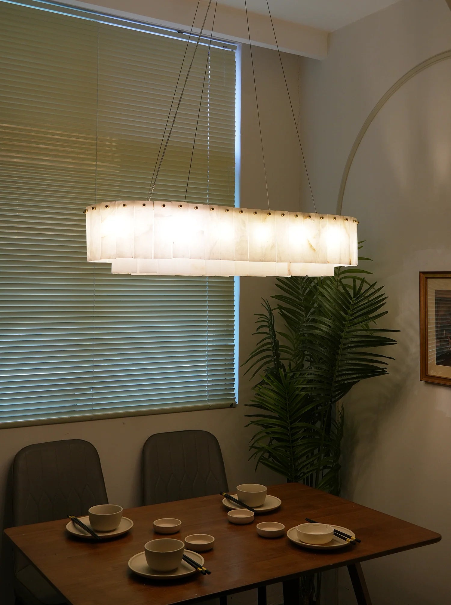 Rectangular Linear Alabaster Chandelier - Nuvé