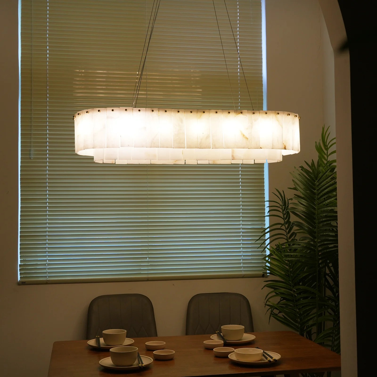 Rectangular Linear Alabaster Chandelier - Nuvé
