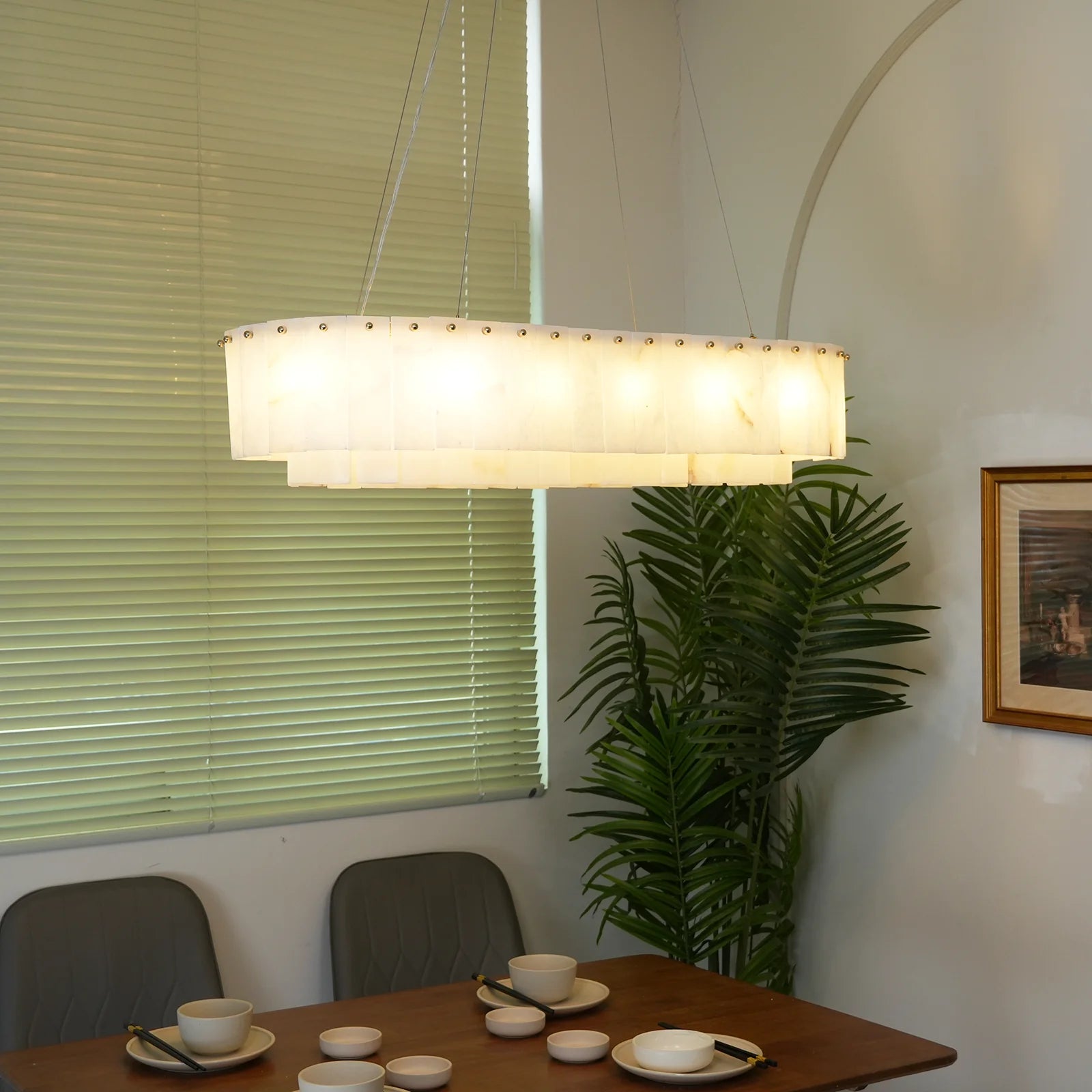 Rectangular Linear Alabaster Chandelier - Nuvé