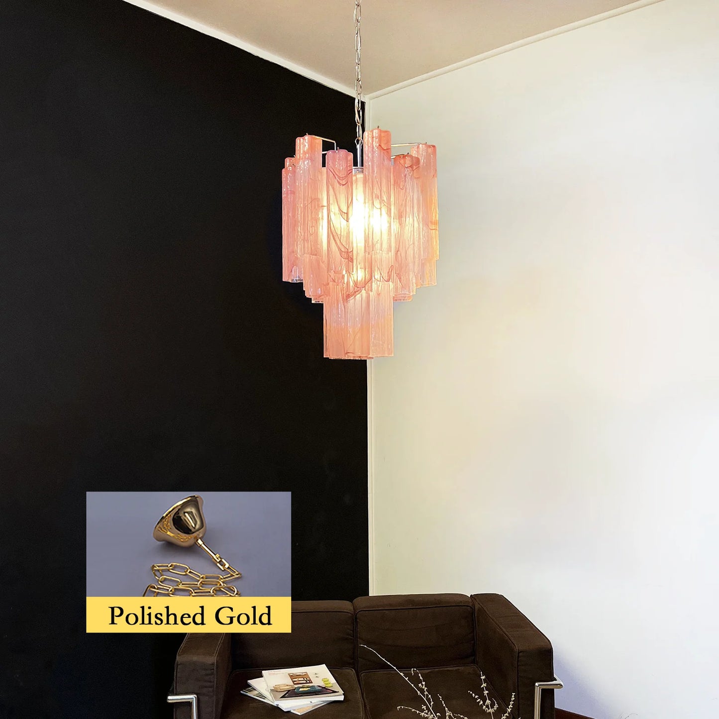 Red Murano Glass Tube Chandelier - Nuvé